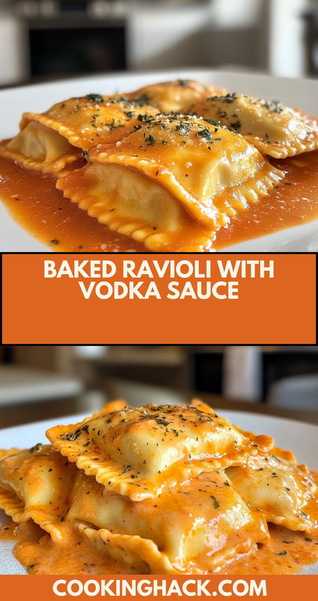 Baked Ravioli with Vodka Sauce