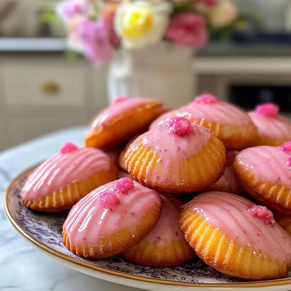 Raspberry Rose Water Madeleines