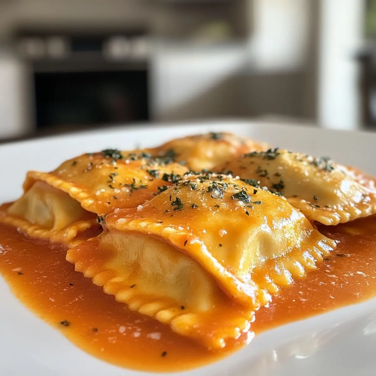 Baked Ravioli with Vodka Sauce