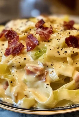 Cabbage Alfredo with Crispy Pancetta