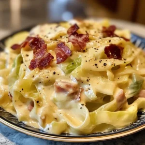 Cabbage Alfredo with Crispy Pancetta