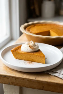 A single slice of crustless pumpkin pie on a white dessert plate.