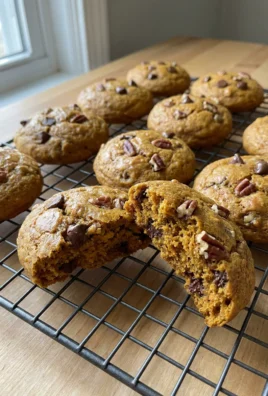 A close-up of several pumpkin breakfast cookies stacked on a small white plate.